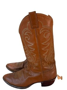 Justin Men's Vintage Western Cowboy Size 10 D Style N5412 USA Camel Boots.